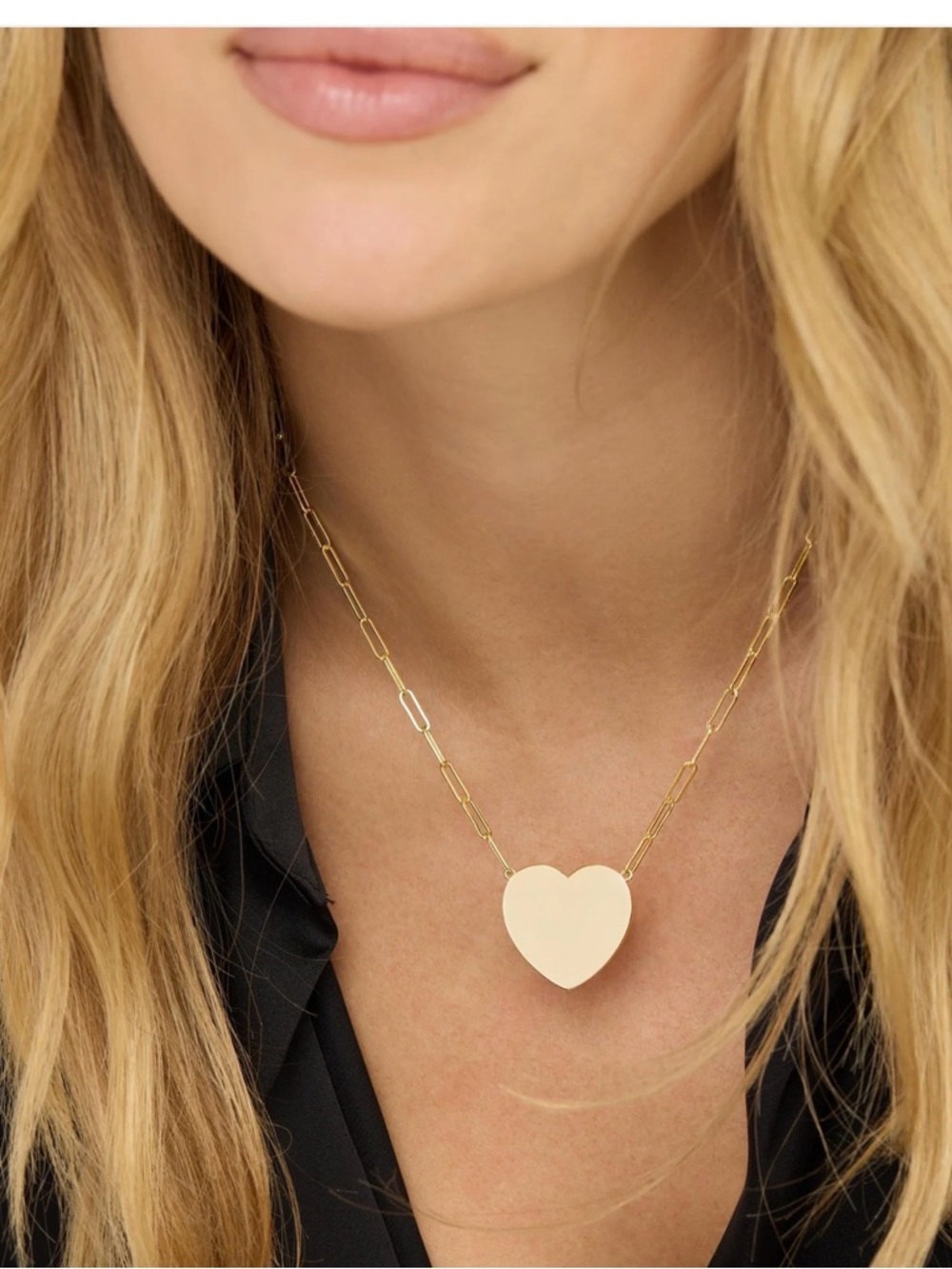 Melinda Maria Gold Heart Paperclip Chain Necklace